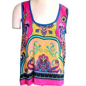 True Destiny Art-to-Wear Colorful Mixed Print Sleeveless Tank Top #84H